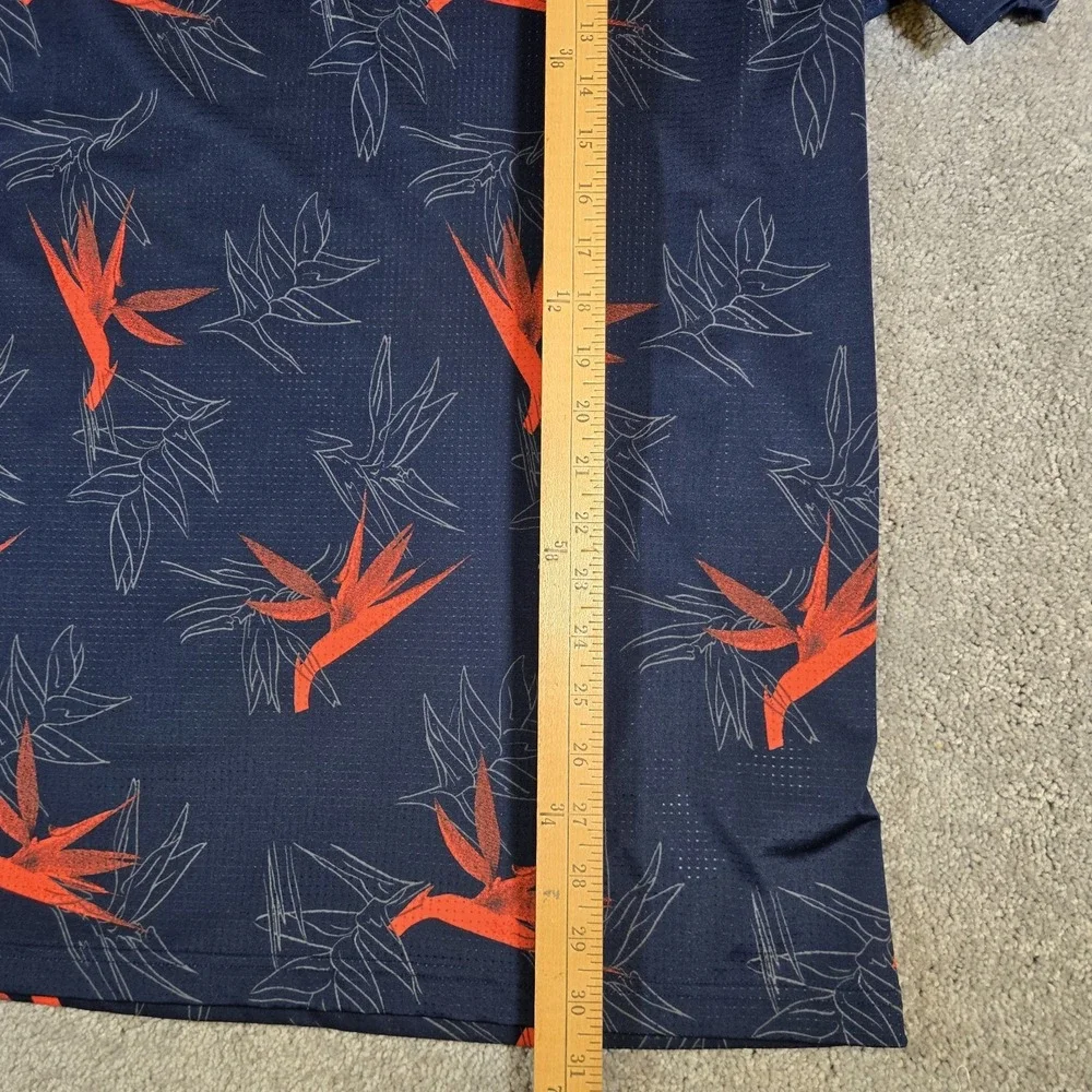 Adidas Men's Golf Polo Navy Blue All Over Floral Print Shirt Mens XL Polo